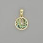 Chalcedony Clover Pendant in a Golden Circle with Crystals 20 x 13 mm+
