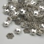 Bead caps for beads, 7 mm diameter +/-; hole diameter 1.5 mm +/-; silver-colored metal; pack 20 g +/- (~99 pcs)