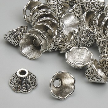 End cap for findings, 6x9 mm, hole diameter 2.2 mm, silver-colored metal, pack 20 g (~40 pcs)