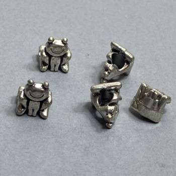 (14 mm) Pandora Charm Bead - Light Gray Frog, Pack of 9