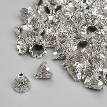 End cap findings, 6x6.5 mm, hole diameter about 1.8 mm, silver-colored metal, pack 20 g (~50 pcs)