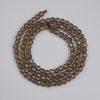 Smoky Topaz Beads, Faceted 4mm, on Thread, 35 cm Length