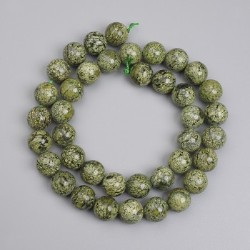 Serpentine Beads, Smooth 10mm Round Beads, 38cm Length on Thread