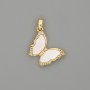 Butterfly Pendant with Pearlescent Golden Metal and Crystals, diameter 23×17 mm+