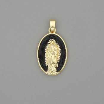 Pendant Mother of God enamel on gold-tone metal, 29×18 mm