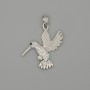 Colibri pendant - silver-tone metal with white crystals, diameter 29x21 mm