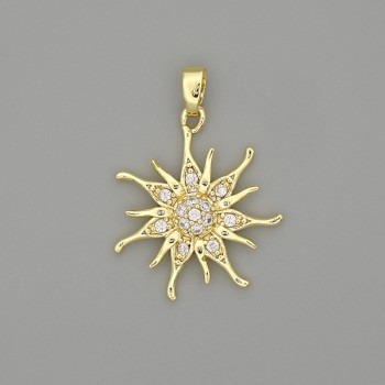 Star Pendant in Gold-Tone Metal with White Crystals, Diameter 27x18 mm+