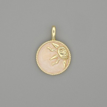 Pendant 'Sun' in golden metal, diameter 21x15 mm+