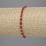 Red Czech crystal bracelet with faceted cylinders 5x3 mm and 2 mm beads, 18 cm stretch