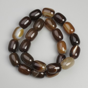 Agate barrel beads, 15×12 mm, 38 cm length on thread