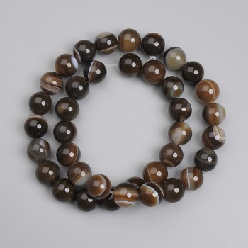 Agate Beads - Smooth Round Beads, 10 mm Diameter, 38 cm Length ± on Thread