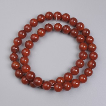 Carnelian Beads, Smooth Round, 8 mm Diameter, on Thread, 38 cm Length+