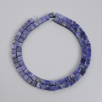 Sodalite Cube Beads, 4.5x4.5 mm, on a thread, 39 cm+