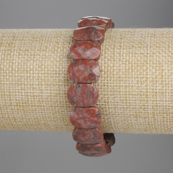 Red Jasper Bracelet, Faceted Link 15×10 mm, 18 cm Stretch