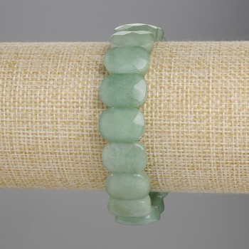Jade bracelet with faceted links 14×10 mm, length 18 cm, stretch