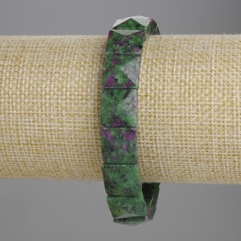 Zoisite Bracelet with Faceted Links 12×12 mm, about 18 cm length, stretch