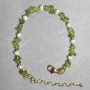 Bracelet with freshwater pearls 5×3.5 mm, chrysoprase chips 5×4 mm, hematite beads 2 mm, length 18 cm with a 5 cm extension chain