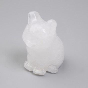 Cat Figurine Made of Rock Crystal, 40x30x23 mm