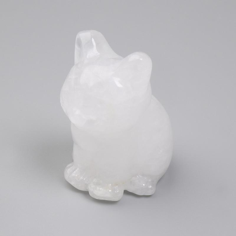Cat Figurine Made of Rock Crystal, 40x30x23 mm