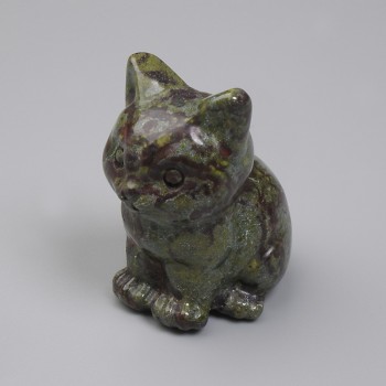 Souvenir Cat Figurine in Dragon's Blood Jasper, 40x30x23 mm+
