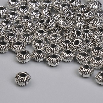 Bead insert findings, silver-tone color, 5×3 mm diameter ±, hole diameter 1.5 mm ±, packaging 20 g ~63 pcs.
