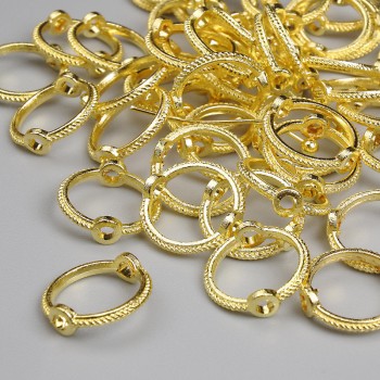 Round bead insert findings, 10mm diameter, pack of 62 pcs ±, metal color 'Light Gold'