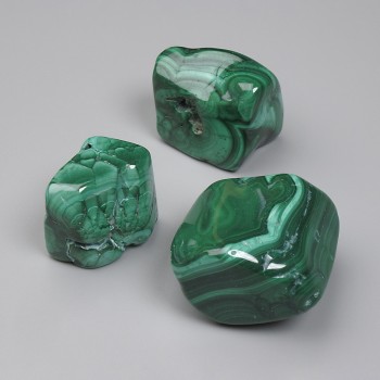 Natural Malachite Pebbles, Polished Nuggets Without Holes, 29x24 mm ±, Assorted Sizes (by 100 g ±)