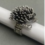 Ring 'Hedgehog Sonic' 30x33x17 mm ± white and black rhinestones, silver-tone metal, on elastic band, 10x5 mm links