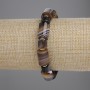 Agate Bracelet with Cylindrical Beads, 14×10 mm ±, 8 pcs; 5×6 mm ±, with metal inserts, length 18 cm ±, elastic