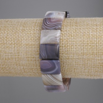 Botswana Agate Bracelet with Rectangular Link