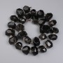 Smoky quartz beads, faceted, 15–20×12–15 mm, 4 mm seed beads, on thread, 40 cm length
