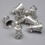 Bead end cap, silver-colored metal, 17×11 mm diameter, hole ~1 mm, packaging 20 g (~8 pcs)