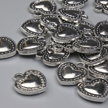 Heart Pendant, Silver-Colored Metal, 13×11.5 mm, packaging approx. 20 g (~21 pcs)