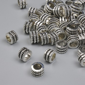 Bead insert, silver metal color, 6x4 mm, hole diameter ± 3.8 mm, packaging approx. 32 pcs