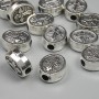Bead insert, silver color, silver metal finish, 11×9.5 mm, hole diameter 2.5 mm, packaging 20 g (~12 pcs)