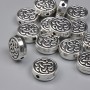 Bead insert, silver-tone metal, diameter 9 mm, hole diameter 1.2 mm, packaging 20 g (~15 pcs)