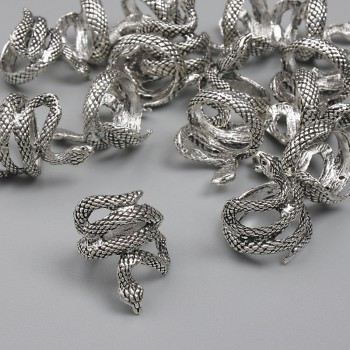 Snake Bead Insert - Silver color, 17×13 mm, hole approx. 10 mm, packaging 20 g (~15 pcs)