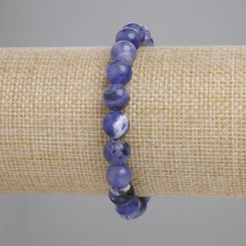 Sodalite Bracelet with Smooth Beads, 8mm Diameter, 18cm Length, Stretch