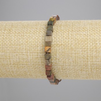 Picasso Jasper Bracelet Cube Beads 4.5x4.5 mm, 18 cm Stretch