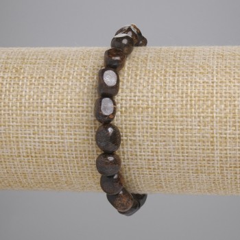 Bronzite faceted bracelet, bead diameter 7-12×7-8 mm, length about 18 cm, stretch bracelet