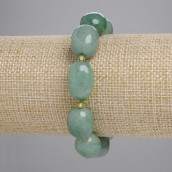 Jade Faceted Bracelet, diameter 17-18×11 mm, 5–13 mm beads, 3 mm seed beads, length 18 cm, stretch