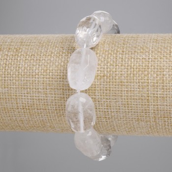 Bracelet with Rock Crystal — Faceted Rondelle Beads, 16-18×10-13 mm, 5 mm +/-; length 18 cm, elastic