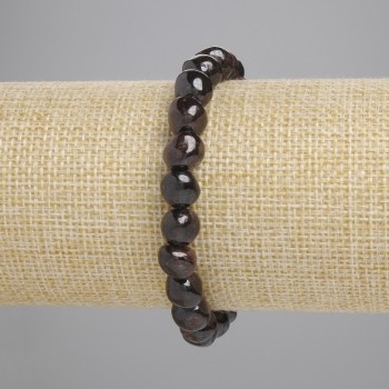 Garnet Faceted Bead Bracelet, Bead Diameter 7.5–9×8 mm, Length 18 cm, Stretch