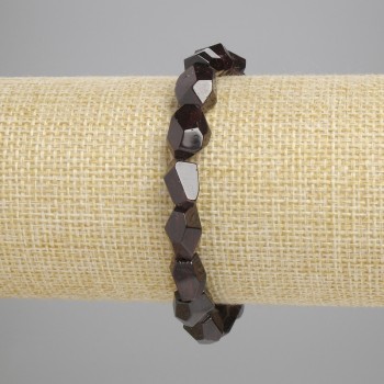 Garnet bracelet with facets, 12×8 mm, 18 cm stretch