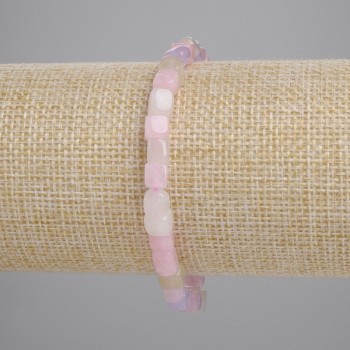 Morganite Cube Bracelet, 5mm Diameter, 18cm Length, Stretch