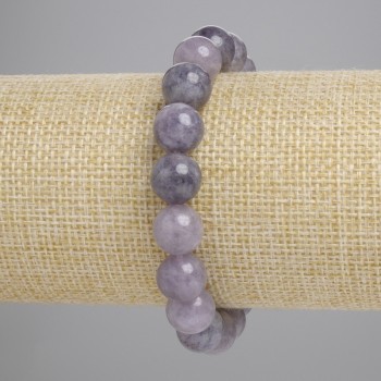 Iolite bracelet with smooth beads, 10 mm diameter, 18 cm length, stretch