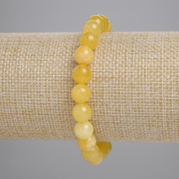 Citrine bracelet, natural stone, smooth beads, 8.5 mm diameter, 18 cm length (stretch)