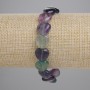 Fluorite heart-shaped bracelet, natural stone, 12 mm diameter, 18 cm length (stretch)