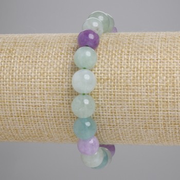 Fluorite bracelet, natural stone, smooth beads, 10 mm diameter, 18 cm length ± (stretch)