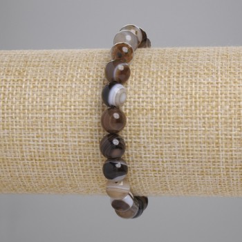 Agate bracelet with smooth 8mm beads, 18 cm length, stretch